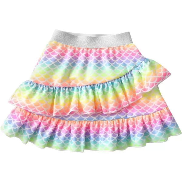 VIKITA Girls Ruffle Skirt Sparkling Scales Layered Skirt Hem Wrap Side Mini SkirtsRainbowsk239