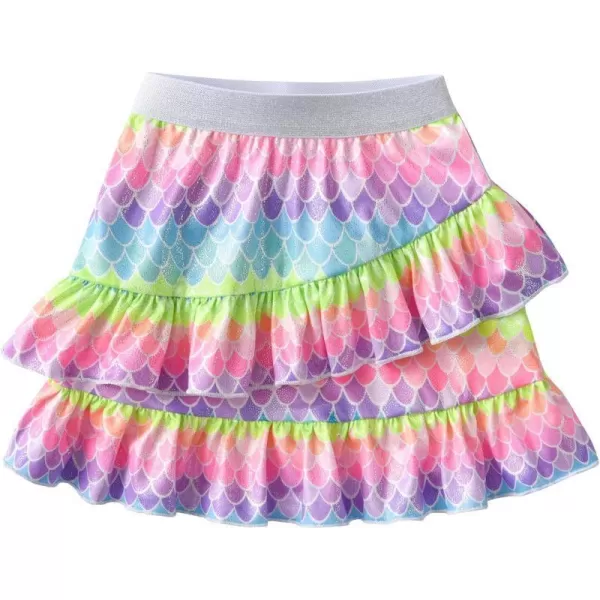 VIKITA Girls Ruffle Skirt Sparkling Scales Layered Skirt Hem Wrap Side Mini SkirtsRainbowsk253