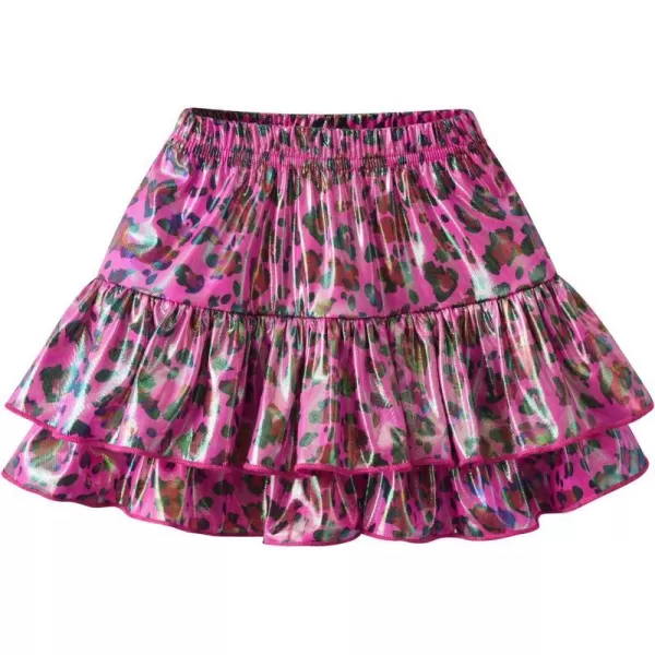 VIKITA Girls Ruffle Skirt Sparkling Scales Layered Skirt Hem Wrap Side Mini SkirtsRose Redsk236