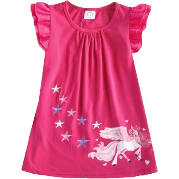 VIKITA Summer Girls Dresses Short Sleeve Casual Toddler Girl Clothes Schoold Outfits for KidsAsh0820