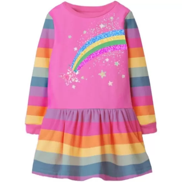 VIKITA Toddler Girls Dresses Winter Hoodie Clothes Colorful Sequins Long Sleeve Cotton Sweatshirt for Little Kids 38 YearsAlh7601