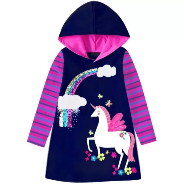 VIKITA Toddler Girls Dresses Winter Hoodie Clothes Colorful Sequins Long Sleeve Cotton Sweatshirt for Little Kids 38 YearsAlh7609