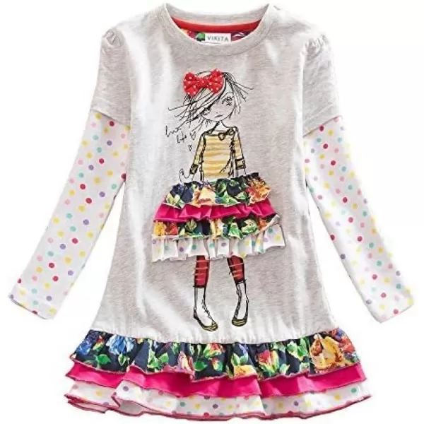 VIKITA Winter Girls Dresses Toddler Girl Clothes Long Sleeve School Outfits for Kids 212 YearsBlh3660