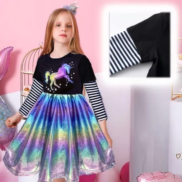 VIKITA Girls Dresses Black Winter Clothes Sparkling Long Sleeve Outfits for Little Kids 212 Years Birthday GiftsAlh5756