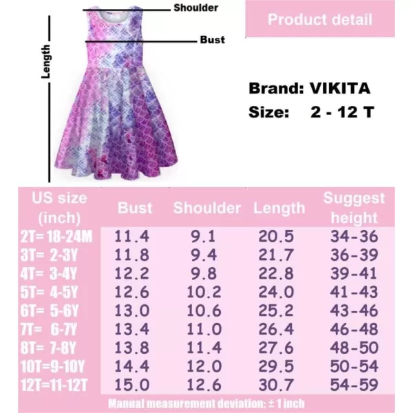 VIKITA Girls Dresses Sleeveless Summer Girls Clothes Sundress for Kids 212 YearsJx0970m