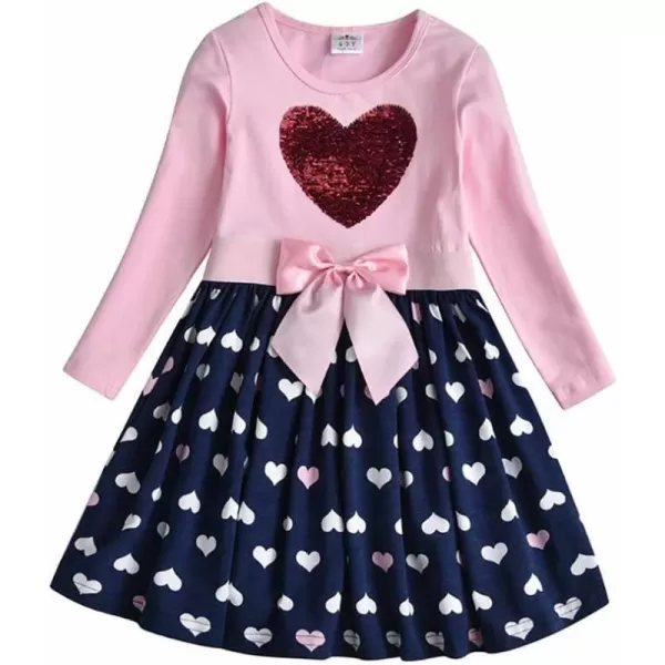 VIKITA Girls Dresses Pink Winter Clothes Sparkling Long Sleeve Outfits for Little Kids 212 Years Valentines Day GiftsAlh5740