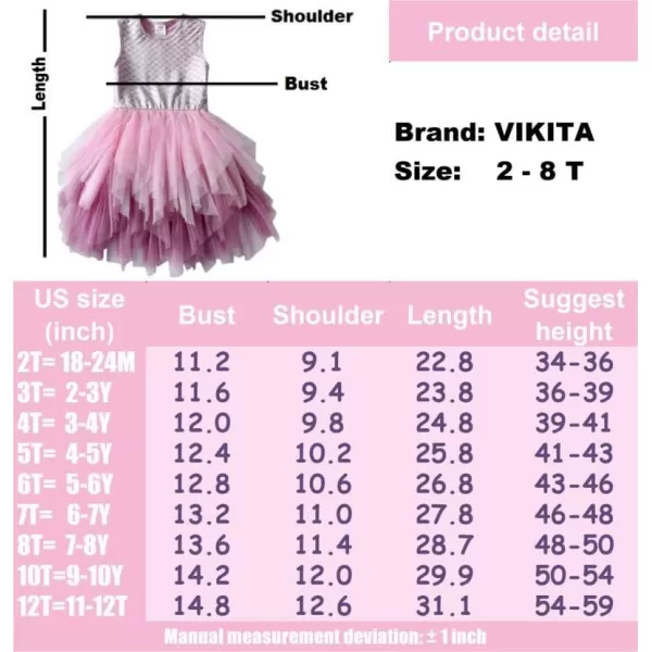 VIKITA Toddler Girls Dresses Summer Sleeveless Polyester Tutu Dresses for Girls 312 YearsBsh2104