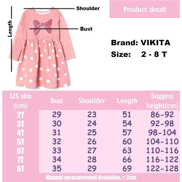 VIKITA Toddler Girls Dresses Winter Long Sleeve Girl Casual Clohtes for Kids 212 Years Xmas GiftLh4778