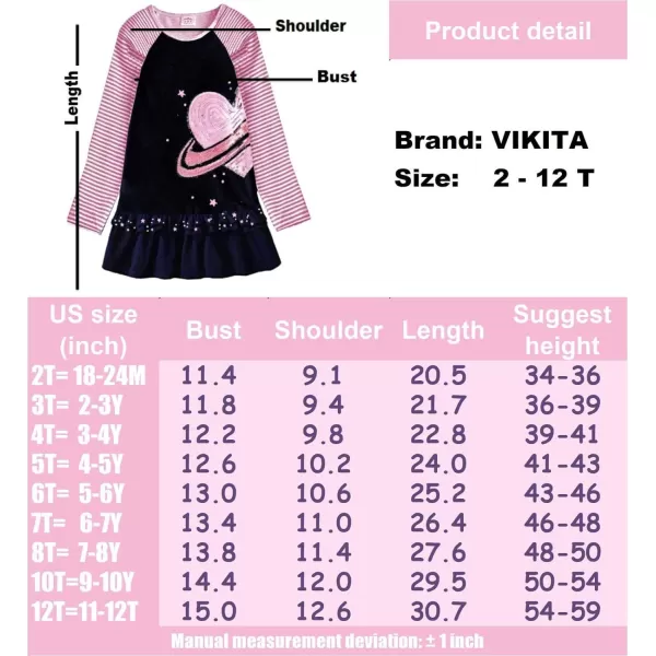 VIKITA Winter Toddler Girl Clothes Long Sleeve Girls Dresses for Kids 212 YearsBlh0778