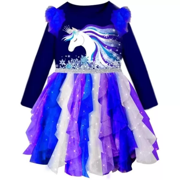 VIKITA Girls Dresses Winter Party Tutu Dress for 212 Years KidsDark Blue