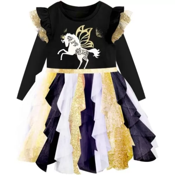 VIKITA Girls Dresses Winter Party Tutu Dress for 212 Years KidsGolden