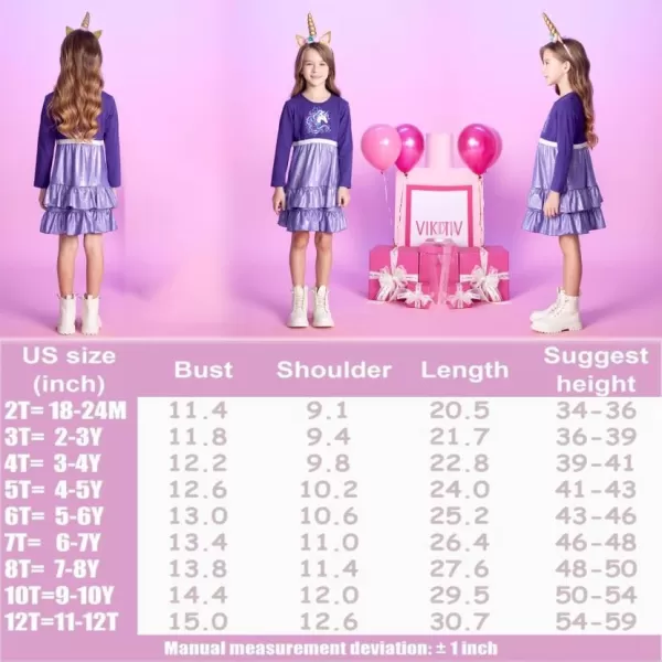 imageVIKITA Girls Dresses Purple Winter Clothes Sparkling Long Sleeve Outfits for Little Kids 212 Years Birthday Gifts