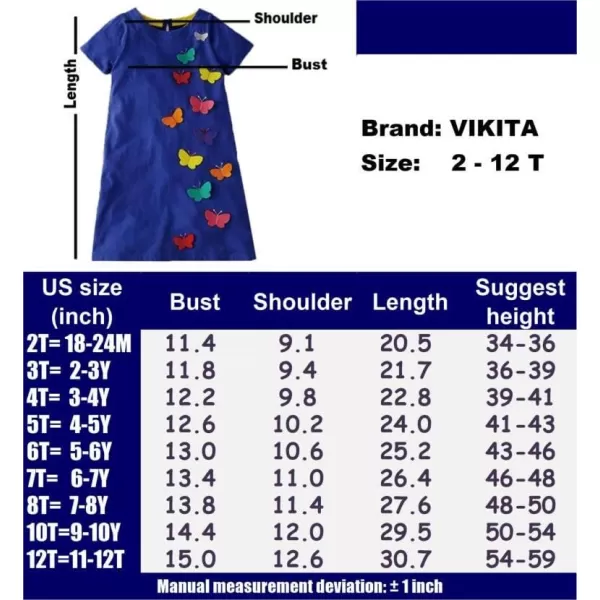 imageVIKITA Girls Summer Casual Dresses Short Sleeve Blue Easter Clothes Outfits Birthday Gifts for 212 YearsBsh7615