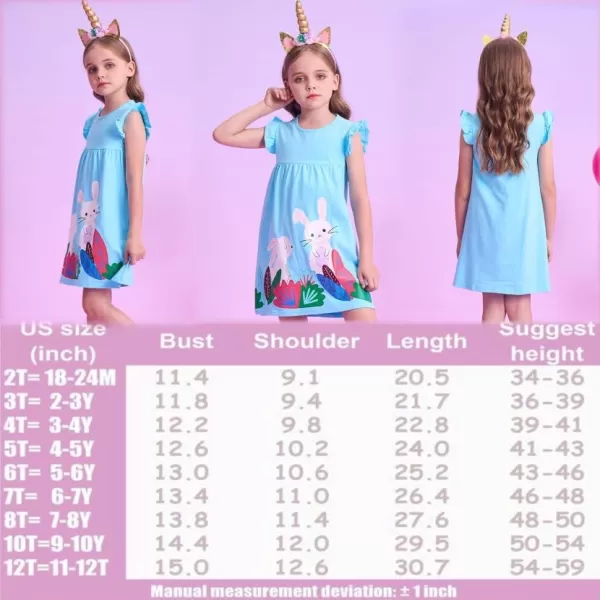 imageVIKITA Girls Summer Casual Dresses Short Sleeve Blue Easter Clothes Outfits Birthday Gifts for 212 YearsBsh7615