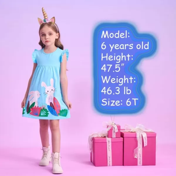 imageVIKITA Girls Summer Casual Dresses Short Sleeve Blue Easter Clothes Outfits Birthday Gifts for 212 YearsBsh7615