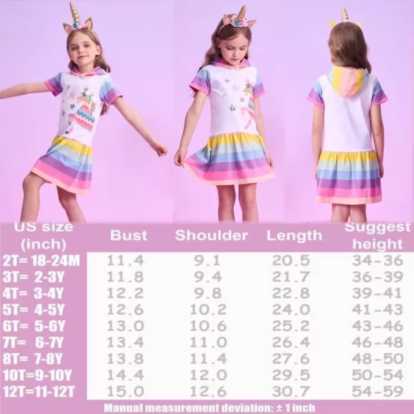 imageVIKITA Girls Summer Casual Dresses Short Sleeve Rainbow Hoodie White School Clothes Outfits Birthday Gifts for 212 YearsBsh7600