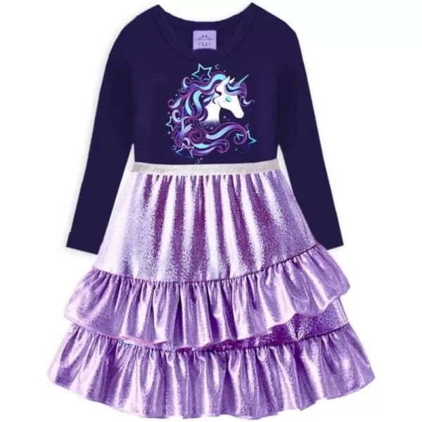 imageVIKITA Girls Dresses Purple Winter Clothes Sparkling Long Sleeve Outfits for Little Kids 212 Years Birthday Gifts