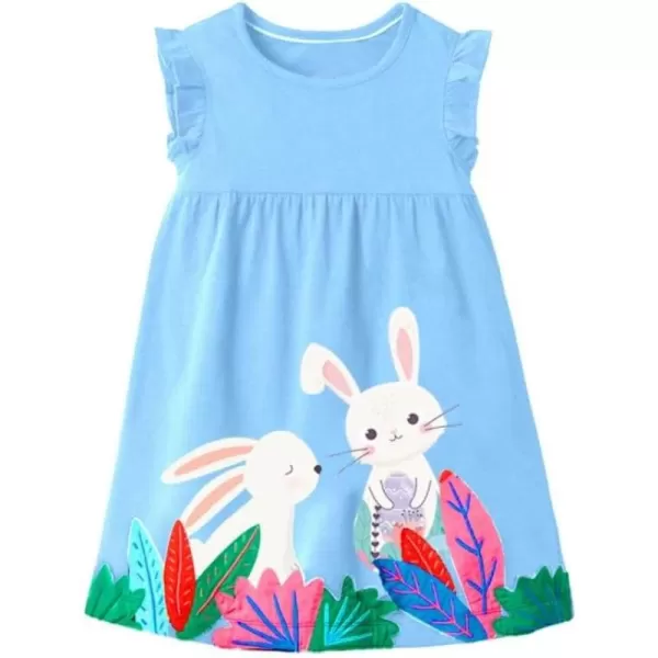 imageVIKITA Girls Summer Casual Dresses Short Sleeve Blue Easter Clothes Outfits Birthday Gifts for 212 YearsBsh7615