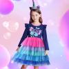 imageVIKITA Girls Dresses Winter Long Sleeve Birthday Party Tutu Dresses for Girls 312 YearsBlue