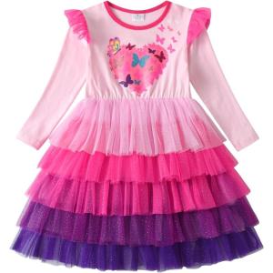 imageVIKITA Girls Dresses Winter Long Sleeve Birthday Party Tutu Dresses for Girls 312 YearsPink