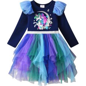 imageVIKITA Girls Dresses Winter Long Sleeve Party Tutu Dresses for Girls 312 YearsBlue