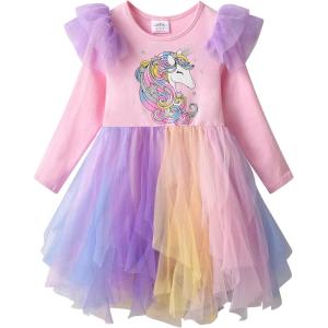 imageVIKITA Girls Dresses Winter Long Sleeve Party Tutu Dresses for Girls 312 YearsPink