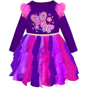 imageVIKITA Girls Dresses Winter Long Sleeve Party Tutu Dresses for Girls 312 YearsPurple