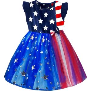 imageVIKITA Girls Dresses for Summer Short Sleeve Toddler Girls Clothes 4th of July Dresses for Little Girls SH4109 3T