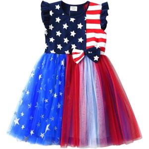 imageVIKITA Girls Dresses for Summer Short Sleeve Toddler Girls Clothes 4th of July Dresses for Little Girls SH4109 4T