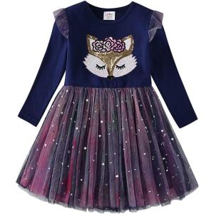 imageVIKITA Girls Dresses for Winter Long Sleeve Toddler Girls Clothes Party Tulle Dresses for Girls 312 Years