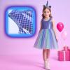 imageVIKITA Girls Dresses Summer Ocean Party Blue Tutu Dress for 212 Years KidsBlue  Green