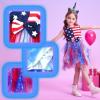 imageVIKITA Girls Dresses Summer Ocean Party Blue Tutu Dress for 212 Years KidsBlue  Red