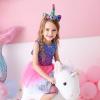 imageVIKITA Girls Dresses Summer Short Sleeve Toddler Girls Clothes Party Tutu Dresses for 312 Years KidsBlue Pink
