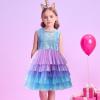imageVIKITA Girls Dresses Summer Short Sleeve Toddler Girls Clothes Party Tutu Dresses for 312 Years KidsDeep Blue