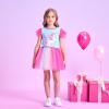 imageVIKITA Girls Summer Skirt Sets Ruffle Tulle Sleeves TShirt Tutu Skirt Birthday Party Outfit 312 YearsBlues272