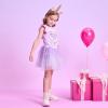 imageVIKITA Girls Summer Skirt Sets Ruffle Tulle Sleeves TShirt Tutu Skirt Birthday Party Outfit 312 YearsPurples274