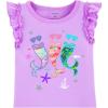 imageVIKITA Girls Casual T Shirt Ruffle Sleeves Summer Cotton Tee with Cartoon Printed for Girls Tee TopsPurples274