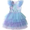 imageVIKITA Girls Dresses Summer Short Sleeve Toddler Girls Clothes Party Tutu Dresses for 312 Years KidsBlue