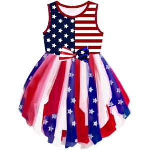imageVIKITA Girls Dresses Summer Ocean Party Blue Tutu Dress for 212 Years KidsBlue  Red