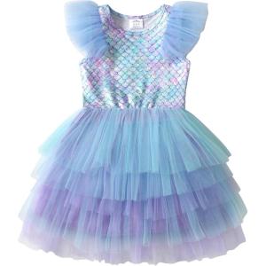 imageVIKITA Girls Dresses Summer Short Sleeve Toddler Girls Clothes Party Tutu Dresses for 312 Years KidsBlue