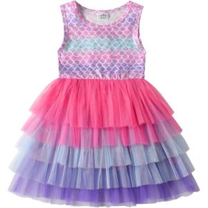 imageVIKITA Girls Dresses Summer Short Sleeve Toddler Girls Clothes Party Tutu Dresses for 312 Years KidsPink