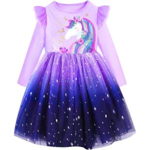 imageVIKITA Girls Dresses Winter Party Tutu Dress for 212 Years KidsPurple Blue