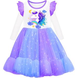 imageVIKITA Girls Dresses Winter Party Tutu Dress for 212 Years KidsPurple White