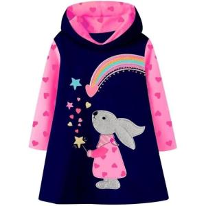 imageVIKITA Girls Dresses Pink Winter Clothes Sparkling Long Sleeve Hoodie for Little Kids 212 Years Valentines Day GiftsPink