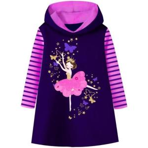 imageVIKITA Girls Dresses Pink Winter Clothes Sparkling Long Sleeve Hoodie for Little Kids 212 Years Valentines Day GiftsPurple