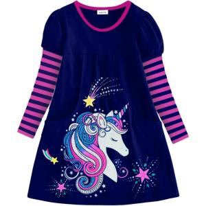 imageVIKITA Girls Dresses for Winter Long Sleeve Toddler Girls Clothes Party Casual Dresses for Little GirlsLH4310 5T
