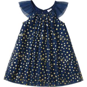 imageVIKITA Toddler Kid Girls Summer Casual Sequin Short Sleeve Blue Dress SH4410 4T