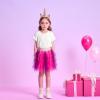 imageVIKITA Girls Layered Tutu Skirt Party Tulle Skirts Princess Dress Birthday OutfitRosesk278