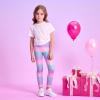 imageVIKITA Girls Soft Stretchy Leggings Sparkly Active Workout Pants for Toddler Kids Colorful Pattern Ages 212Light Blue Pink