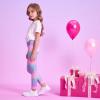 imageVIKITA Girls Soft Stretchy Leggings Sparkly Active Workout Pants for Toddler Kids Colorful Pattern Ages 212Light Blue Pink